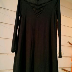 Black Lace Neck Dress