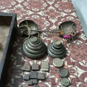 Antique Weiging Scale And Old Weights For Gold