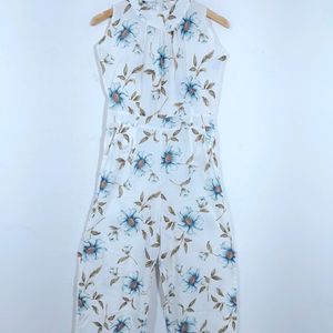 Fam Glam White with Floral Print  Jumpsuits(Women's)