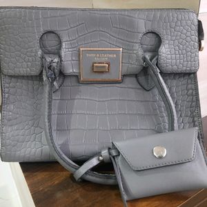 Gray Colour Leather Handbag Womens Shoulder Bag Side Bag 