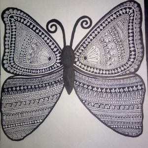 Mandala art for beginners, Butterfly mandala on black paper