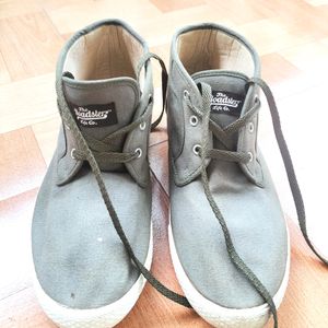 Men Olive Green Suede Finish Sneakers