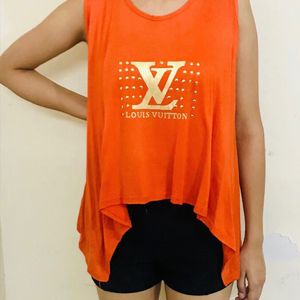 Louis VUITTON TANK TOP BLUE MONOGRAM GOLD HARDWARE SUMMER TANK TOP SHIRT