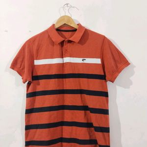 Orange Stripped Colar Shirt