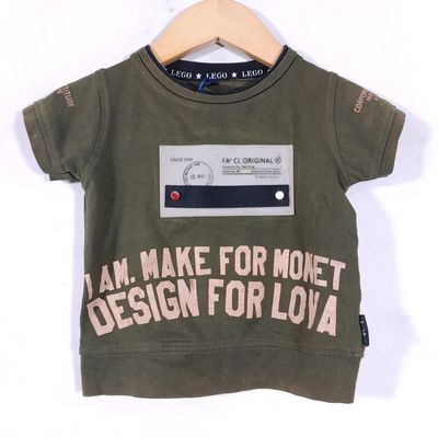 Boys Clothing | Olive Green Printed Casual T-Shirt ( Boys) | Freeup