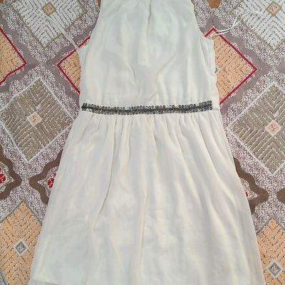 ZARA WOMAN SHORT DRESS WITH CUTWORK EMBROIDERY TIED BELT WHITE SIZE M | eBay
