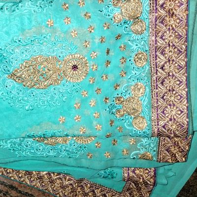 Fancy Fabric Weaving Work Sky Blue Designer Saree