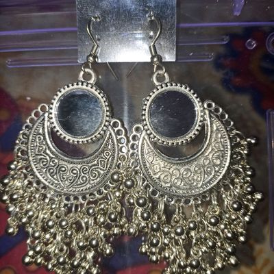 Big silver oxidised chain earrings - urban junky's collections of jewellery