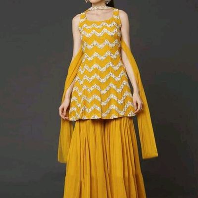 Yellow Dress For Haldi Function || Yellow Mellow Gotapatti Sharara Set ||  Women 