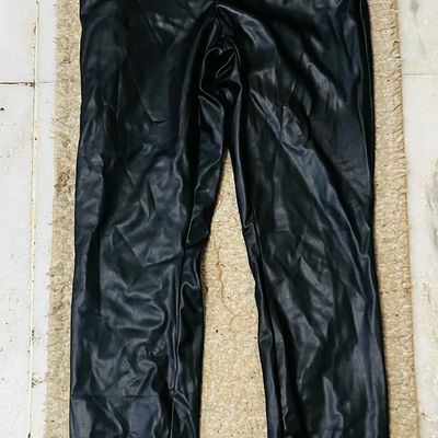 Inga Straight-Leg Leather Pants Black - ONAR