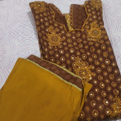 Buy Yellow Embroidered Kurta With Black Salwar And Dupatta Online - W for  Woman