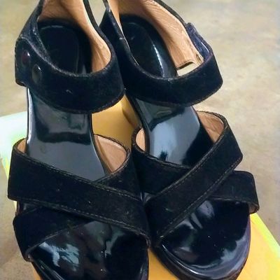 Women's Black High Heel Sandals Comfortable Open Toe Buckle - Temu