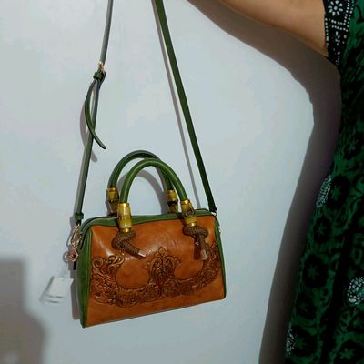 ESBEDA Brown Color Solid Croco Handbag For Women
