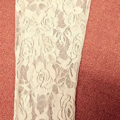 Girls Contrast Lace Leggings- cream