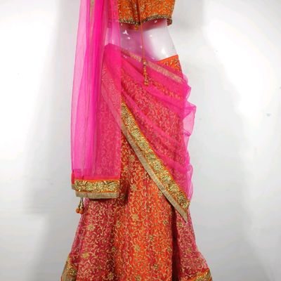 Pink and Orange Indian Bridal Wear