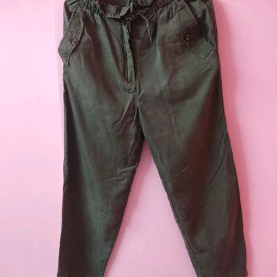 Buy Crocodile Casual Slim Fit Solid Olive Trousers for Men