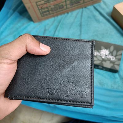 Woodland Men Black Genuine Leather 7 cardslot wallet(Black)