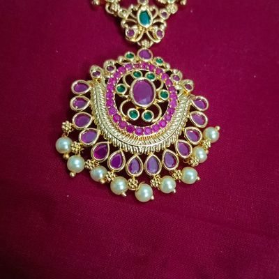 Pipe necklace set with Jadau krishna pendant rice pearl drops NC535 –  Kruthika Jewellery