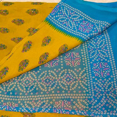 For Women's Pure Cotton Slub Lemom Yellow Saree With Plain Zari Border And  Navy Blue Contrast Blouse Piece Latest Design