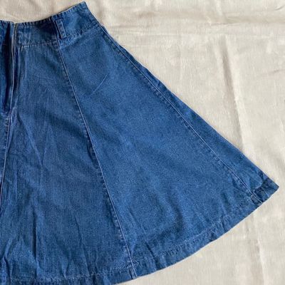 Blue Wash Micro Mini Denim Skater Skirt | PrettyLittleThing USA