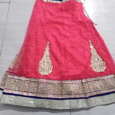 Gajri Georgette Lehenga with Embroidery and Handwork and Silk Blouse