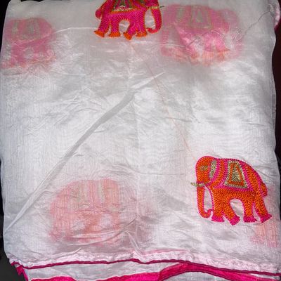 Pink and Purple designer bandhani saree