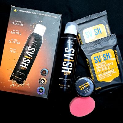  Svish On The Go Hair Removal Spray for Men Pack of 1 (200ml), Made Safe Certified, Painless Body Hair Removal Cream Spray For Chest,  Legs, Under Arms