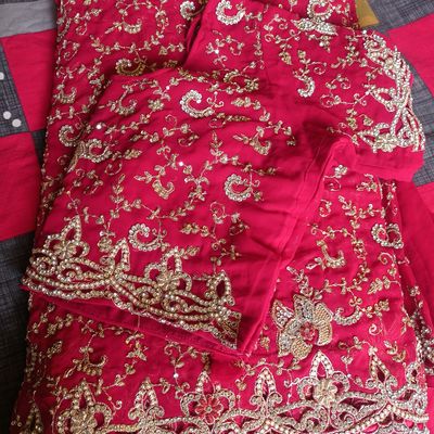 Glass Tissue Embroidary Work Pink Saree