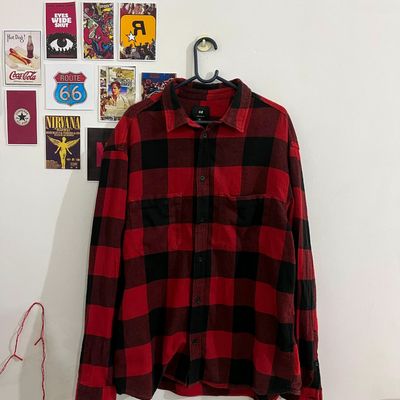 T-Shirts & Shirts, Relaxed Fit Flannel Shirt Red/Checkred