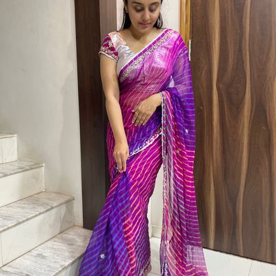 Buy Shilpa Shetty Wear Purple Color Leheriya Saree | keerramnx