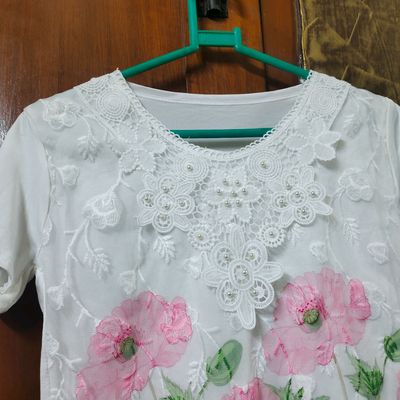 Tops & Tunics, Pearl & Net White Barbie Top