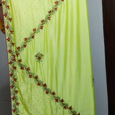 Admyrin Yellow Moss Chiffon Heavy Work Designer Party Wear Saree With Blouse  Piece, High Fashion Chiffon Saree - Admyrin E Com Services, Surat | ID:  2849485827573