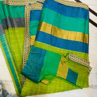 Green Color Georgette Sequence Work Designer Saree