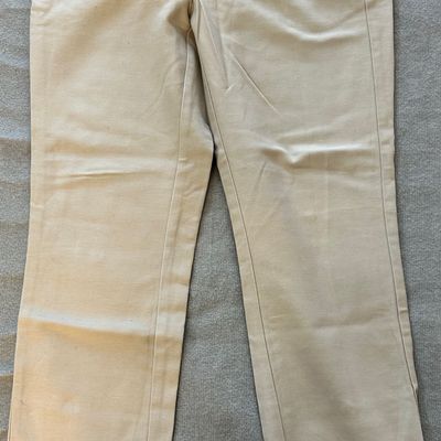 Beige Color Wool And Viscose Fabrics With Check Pattern Design Classic Mens  Trousers