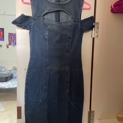 New Women Long Sleeve Slim Fit Denim Dress Chic Jeans Bodycon Shirt Dress  Casual | eBay