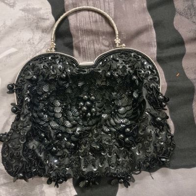 BLACK Zardosi Metal Box clutch Sling bag Zardosi embroidered, Bag purse,  zardozi Hand Work Handbag Women's