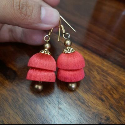 Gold and Red Silk Thread Earrings – Khushi Handicrafts