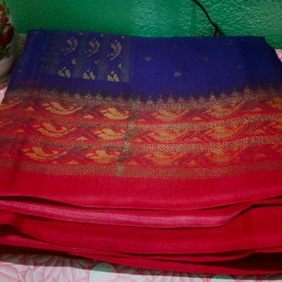 Blue With Red Border Silk Traditional Saree – paanericlothing