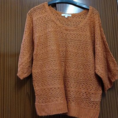 Sweaters Sweatshirts One Sided Off Shoulder Brown Crochet