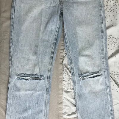 Jeans & Trousers, *price drop* bershka light blue straight leg ripped jeans