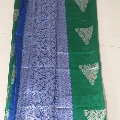 Buy VARKALA SILK SAREES Green Kadiyal Soft Silk Paithani Regular Womens  Saree | Shoppers Stop