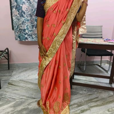 Dark Peach Silk Saree With Blouse 210227