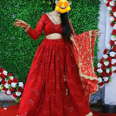 Red Lehenga With Blouse, Readymade Stitched Lehenga in Chikankari  Embroidery , Indian Wedding Mehendi Engagement Lehenga - Etsy