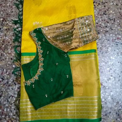 Yellow Floral Zari Coimbatore Pattu Saree