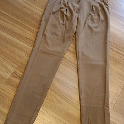 Mens Trim Fit Brown Linen Pant