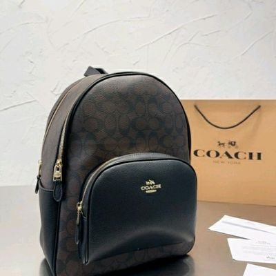 Coach (5671) Court Signature Leather Khaki/Pale Lime Medium Backpack  Bookbag Bag | eBay