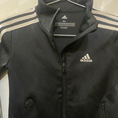 Adidas Iconic Tricot Track Jacket Boys Youth Large 14 16 Black Full Zip  Pockets | eBay