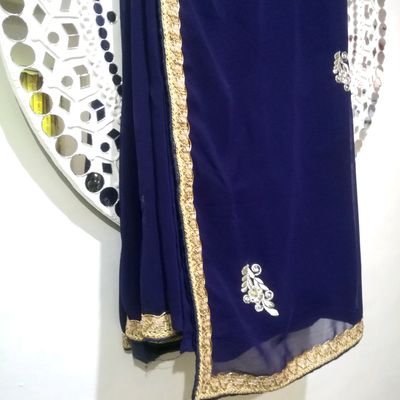 Dark Blue Plain Georgette Saree – Leemboodi