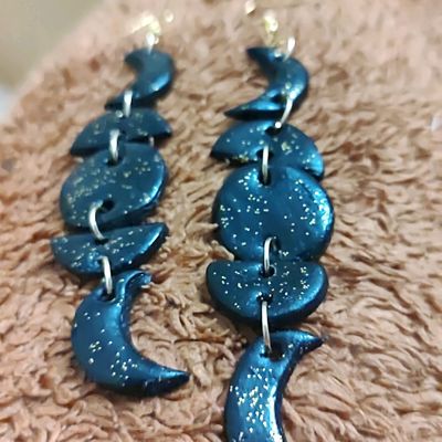 Black Moon and Star Polymer Clay Earrings