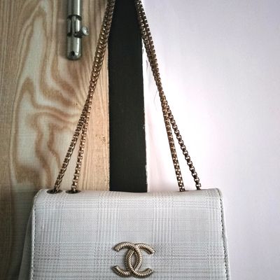 Slingbags, Chanel Inspired Biege White Sling Bag